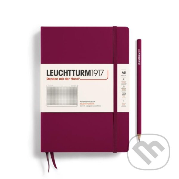 Levně Leuchtturm1917 Zápisník Port Red Medium A5 čtverečkovaný
