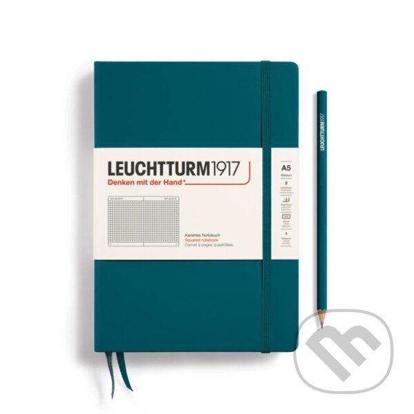 Levně Leuchtturm1917 Zápisník Pacific Green Medium A5 čtverečkovaný