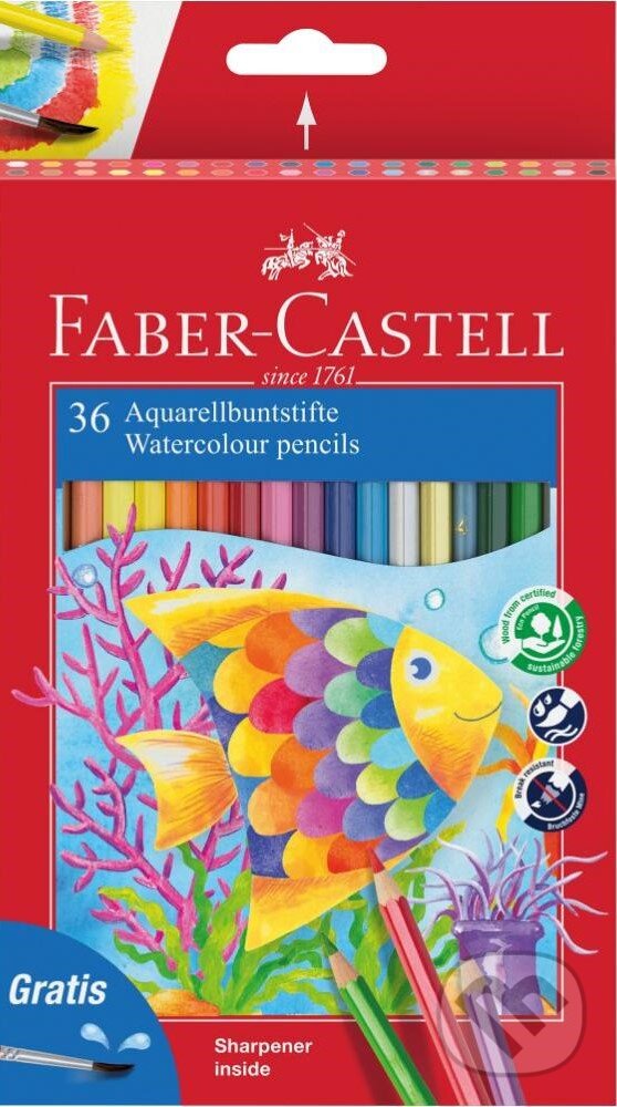Levně Pastelky akvarelové set 36 farebné + štetec