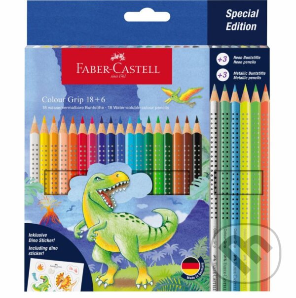 Levně Dino Pastelky Colour Grip set 18+6 Neon a Metallic