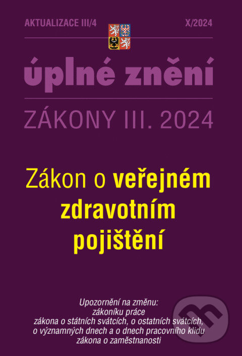 Aktualizace III/4 / 2024 - zákon o veřejném zdravotním pojištění (Poradce s.r.o.)