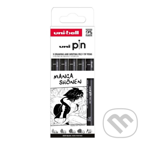 UNI PIN Drawing - sada linerů Manga Shonen (5 ks)