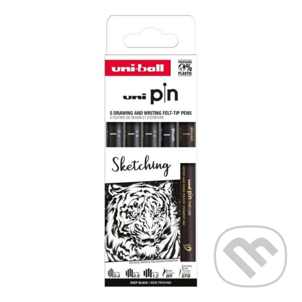 Levně UNI PIN Drawing - sada linerů Sketching (5 ks)