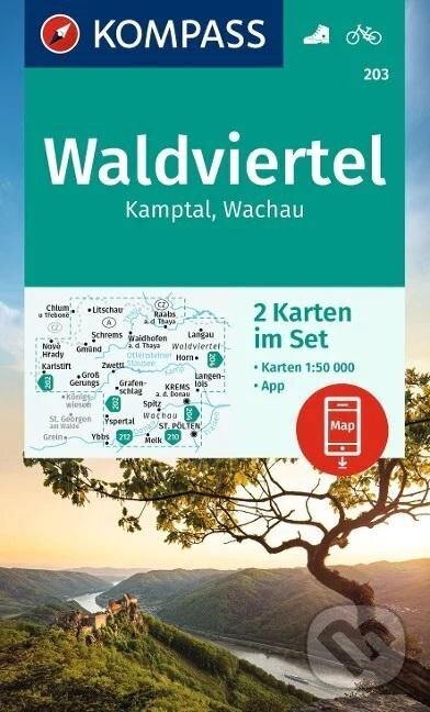 Levně Waldviertel, Kamptal, Wachau 1:50 000 / sada 2 turistických map 203