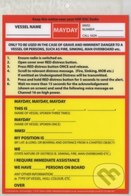 Kniha: VHF DSC Mayday Procedure Card (Robert Dearn)