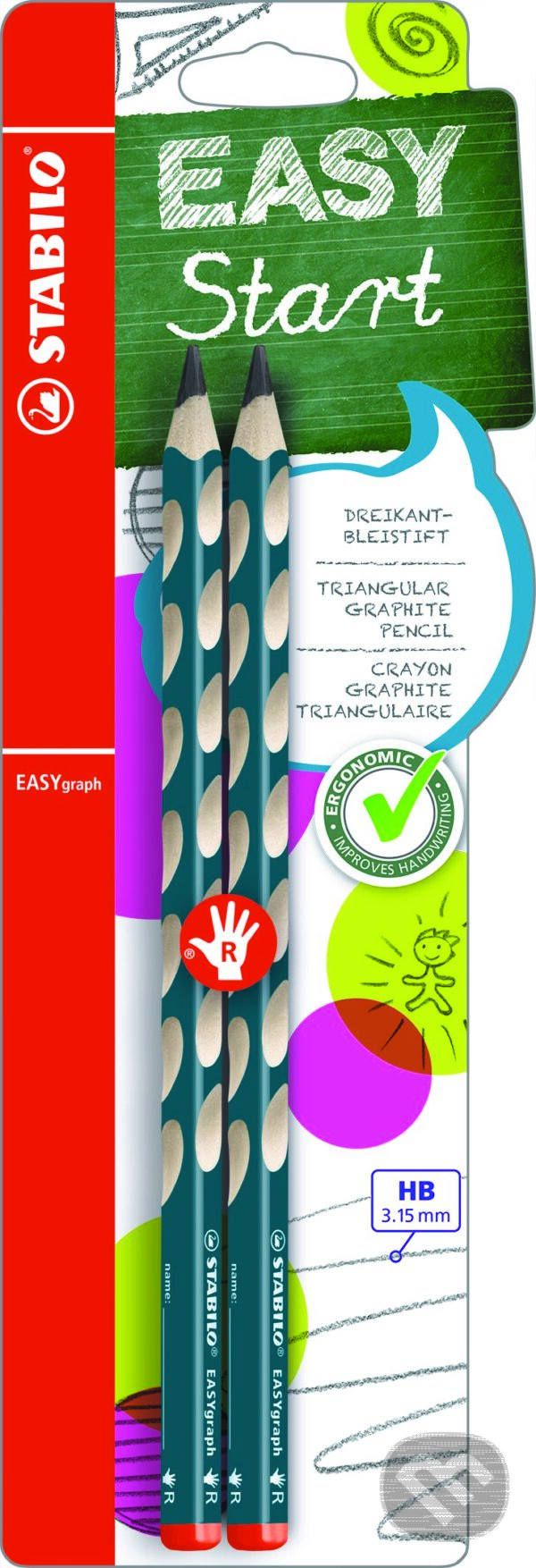 Levně Ergonomická ceruzka EASYgraph 2 kusy (Petrolejová pre pravákov)