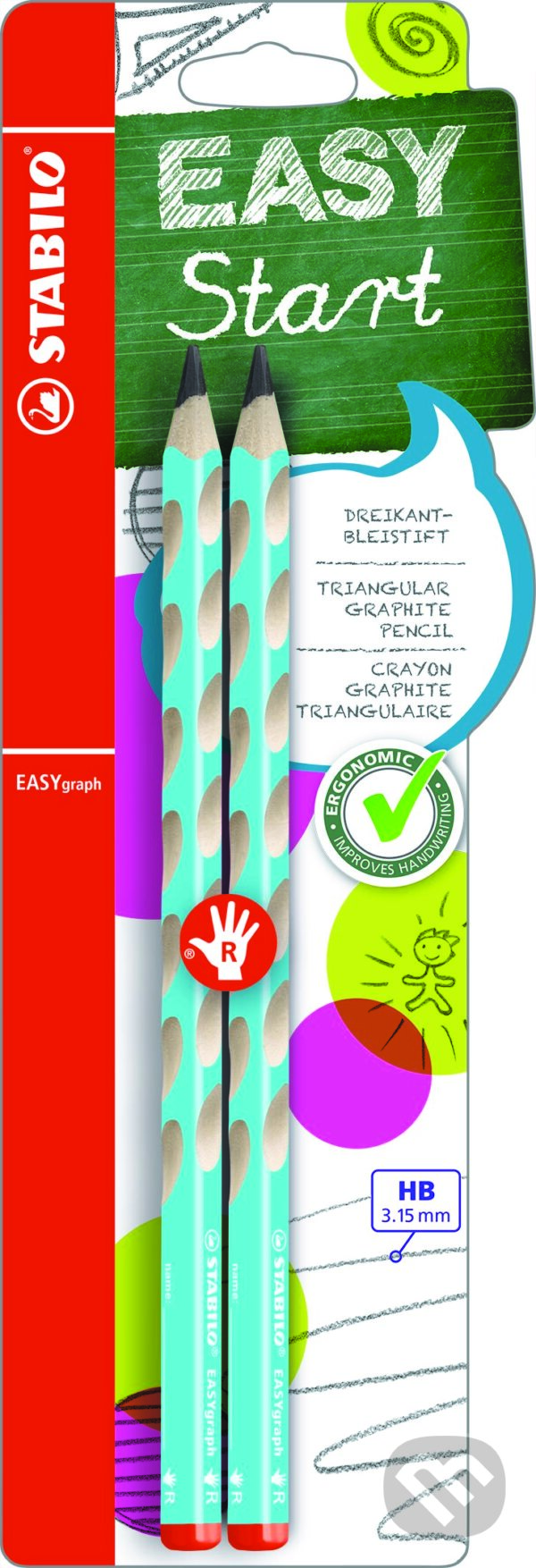 Levně Ergonomická ceruzka EASYgraph 2 kusy (Modrá pre pravákov)