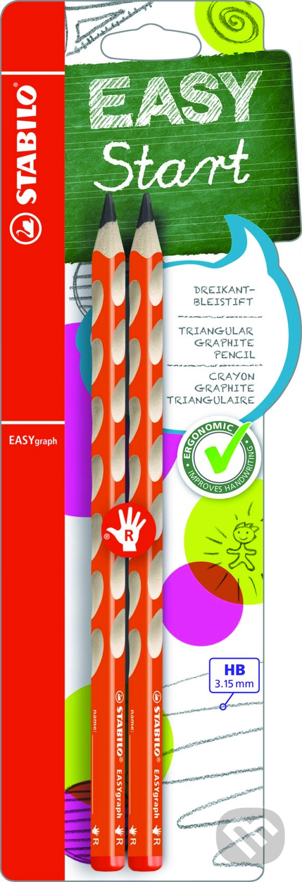Levně Ergonomická ceruzka EASYgraph 2 kusy (Oranžová pre pravákov)