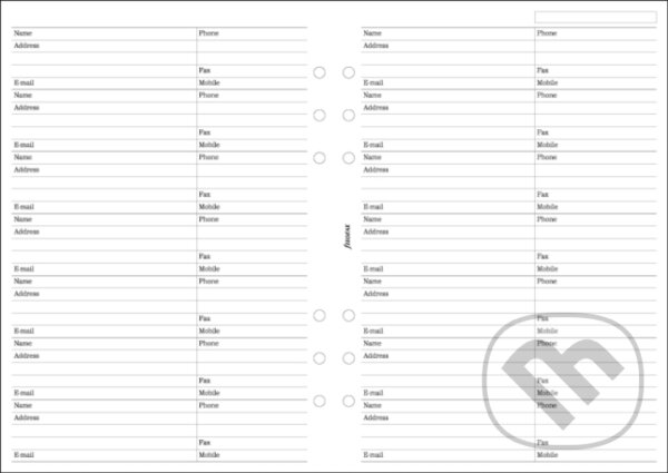 Levně Filofax A5 Name, address, email, telephone, fax, mobile refill