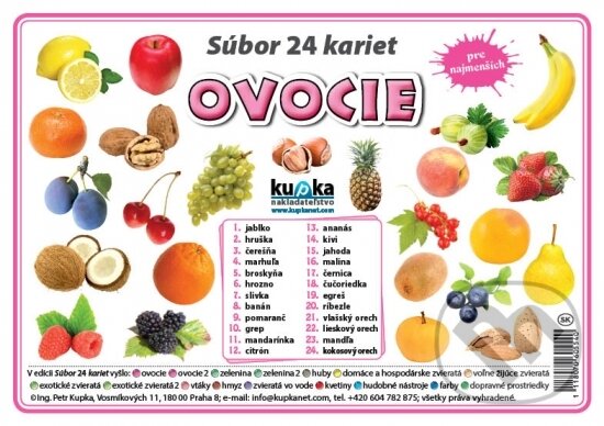 Levně Súbor 24 kariet - Ovocie - kniha z kategorie Učebnice a slovníky