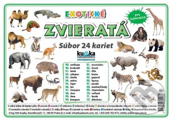 Levně Súbor 24 kariet - Zvieratá (exotické) - kniha z kategorie Učebnice a slovníky