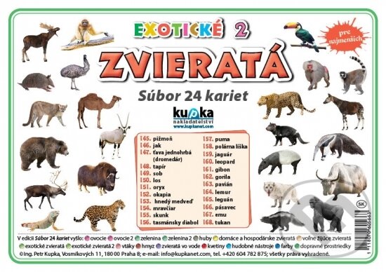 Súbor 24 kariet - Zvieratá (exotické 2) - Petr Kupka, Kupka, 2017