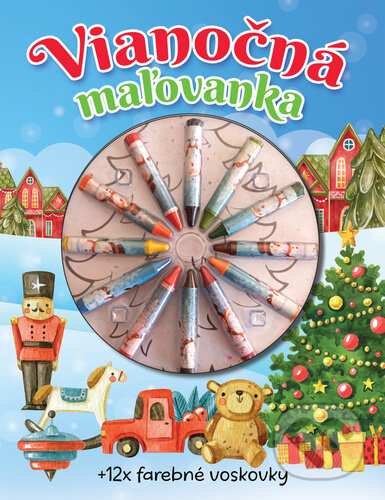Levně Vianočná maľovanka + 12 farebných voskoviek - kniha z kategorie Omaľovávanky