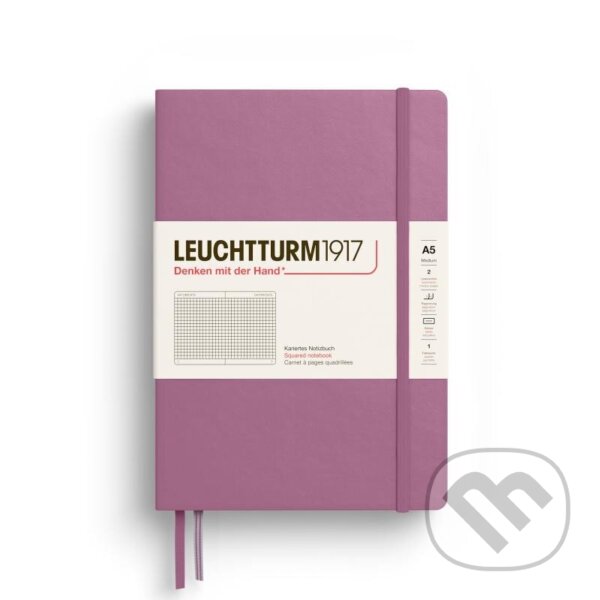 Levně Leuchtturm1917 Zápisník Dusty Rose Medium A5 čtverečkovaný