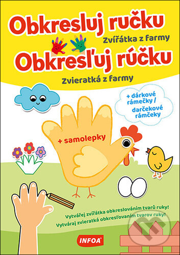Kniha: Obkresluj ručku: Zvířátka z farmy (Cécile Marbehant)