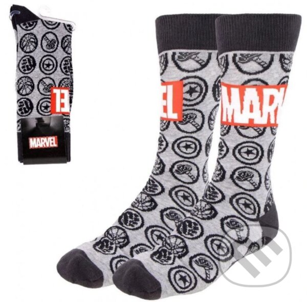 Pánske ponožky Marvel - Avengers: Hlavne logo a Ikony (veľkosť EU 38-45)