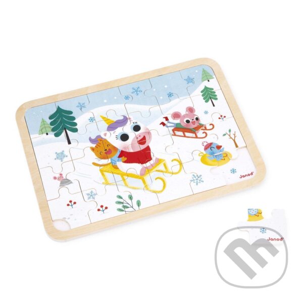 Levně Drevené puzzle s predlohou a hľadanie rozdielov Sánkovačka - puzzle z kategorie Maxi dieliky