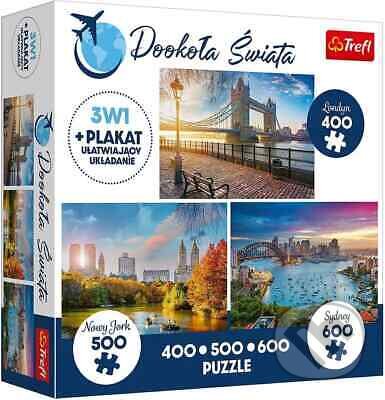 Levně Kolem světa: Londýn, New York a Sydney - puzzle z kategorie Mestá a stavby