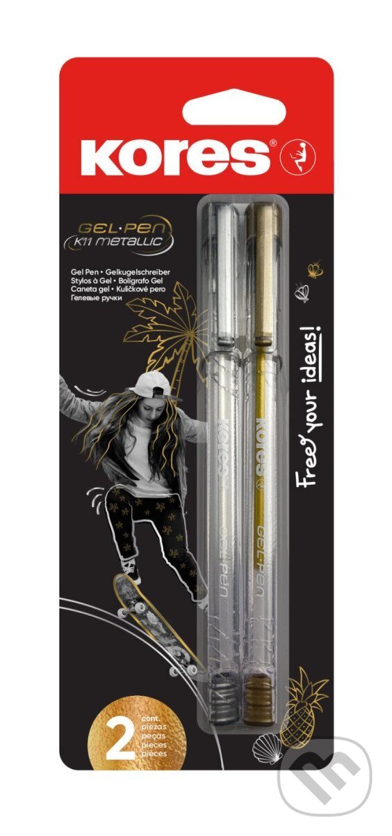 Levně Kores kuličkové gelové pero K11 Pen Metallic, šíře M-1 mm - zlatá a stříbrná