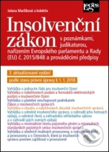 Insolvenční zákon - Jolana Maršíková, Leges, 2018