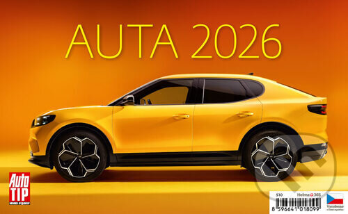 Stolní kalendář Auta 2026 (Helma). Helma, 2025