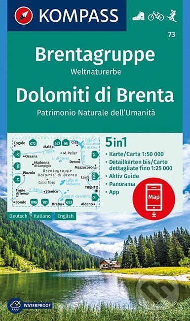 Levně Brentagruppe / Dolomiti di Brenta (Weltnaturerbe / Patrimonio Naturale dell'Umanità / K 73 (mierka hlavnej mapy 1:50 000))
