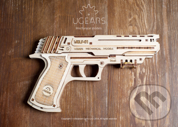 Mechanická 3D skládačka pistole UGEARS Wolf-01
