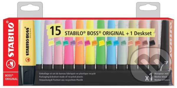 Zvýrazňovač STABILO BOSS ORIGINAL deskset - 15 ks (STABILO). STABILO