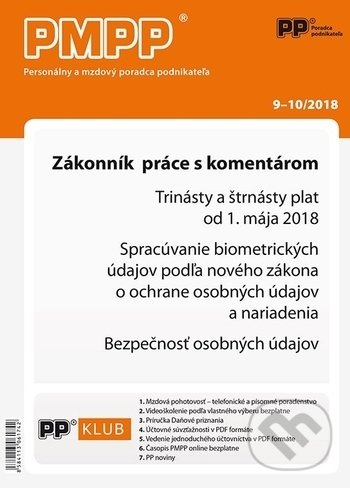 Levně PMPP 9,10/2018 (Zákonník práce s komentárom)