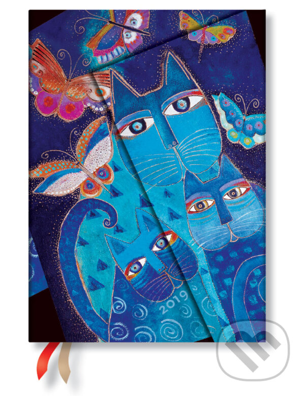 Paperblanks - diár Blue Cats & Butterflies 2019, Paperblanks, 2018