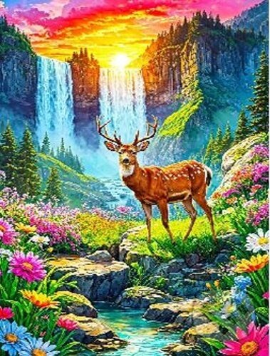 Levně Ráj jelenů - puzzle z kategorie Umelecké