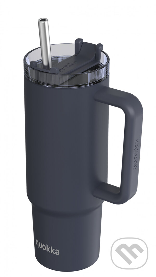 Levně Nerezový termohrnček so slamkou Stream Black 950 ml
