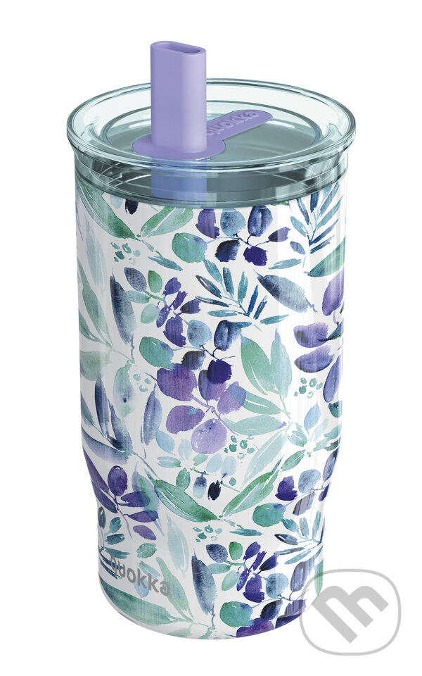 Levně Nerezový termohrnček so slamkou Mist Violet Blooms 720 ml