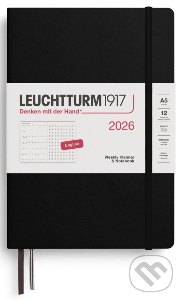 Weekly Planner & Notebook 2026 Medium (A5) Black - tečkovaný (Leuchtturm1917). Leuchtturm1917, 2025