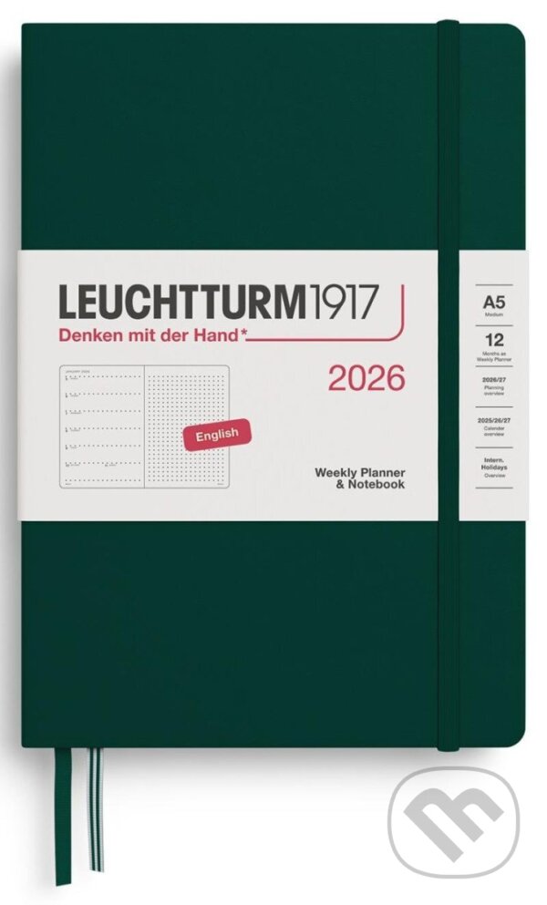 Weekly Planner & Notebook 2026 Medium (A5) Forest Green - tečkovaný (Leuchtturm1917). Leuchtturm1917, 2025