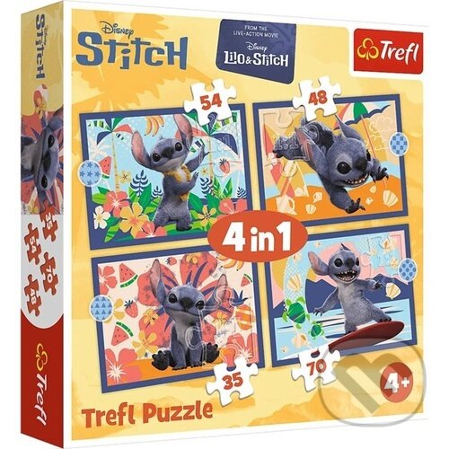 Levně Puzzle Lilo & Stitch Prázdniny na Havaji 4v1 (35,48,54,70 dílků) - puzzle z kategorie 15 – 60 dielikov