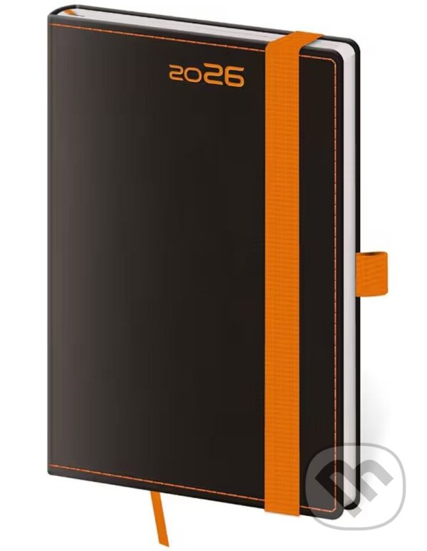 Levně Kapesní diář 2026 Black Orange s poutkem