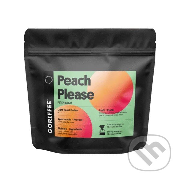 Kávy a čaje: Peach Please filter blend Light roast (Goriffee). Goriffee, 2025