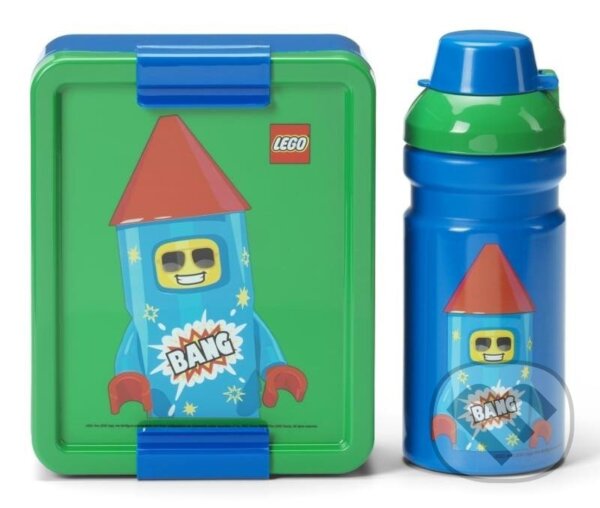 Levně LEGO Rocket desiatový set (fľaša a box) - modrá/zelená