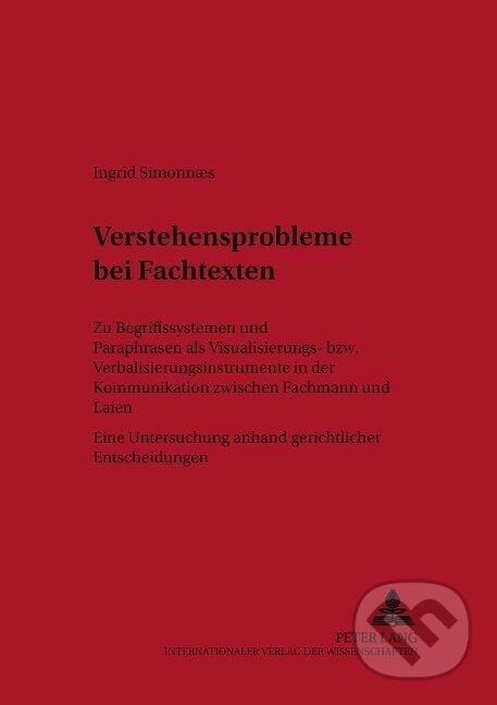 Kniha: Verstehensprobleme bei Fachtexten (Ingrid Simonnaes). Peter Lang, 2005