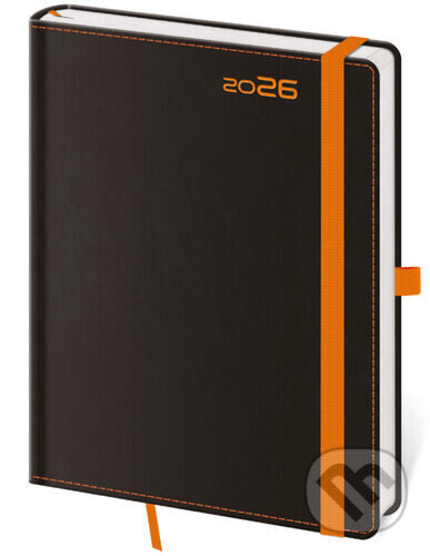 Levně Týdenní diář 2026 A5 Black Orange s poutkem