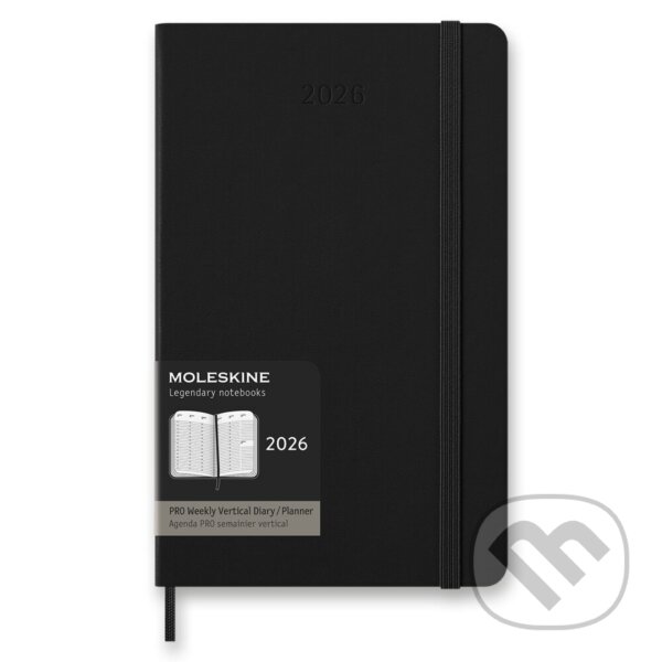 Moleskine – 12-mesačný týždenný vertikálny diár PRO 2026 - čierny (Moleskine). Moleskine, 2025