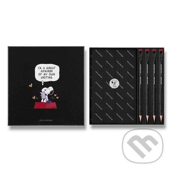 Levně Moleskine - set Peanuts (čierny v krabičke - zápisník a grafitové ceruzky Blackwing (4 ks))