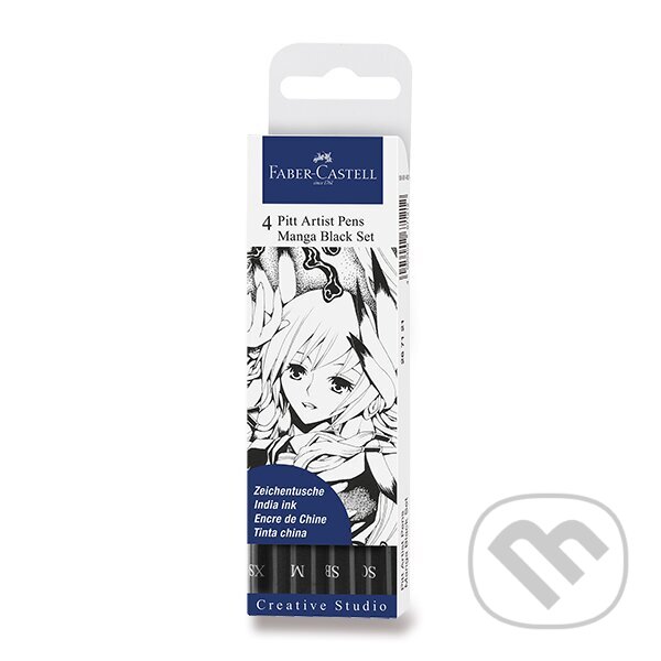 Levně Popisovač Faber-Castell Pitt Artist Pen Manga - súprava 4 ks, Black II.