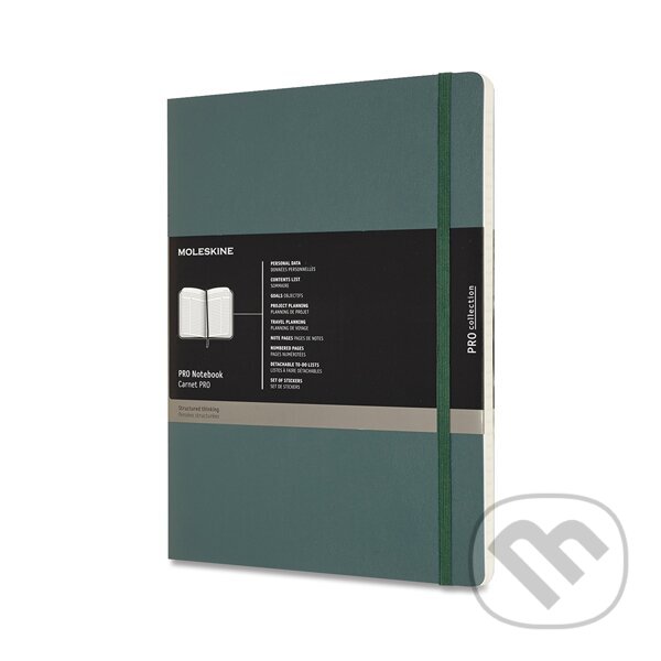 Levně Moleskine - zápisník Professional (tmavo zelený) (veľký, linajkovaný, elastické zatváranie)