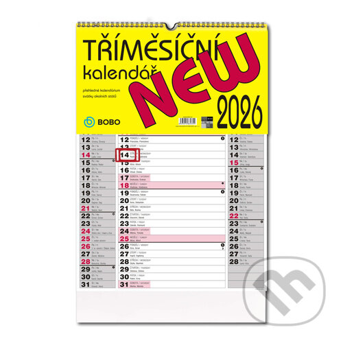 New 2026 nástěnný kalendář (BOBO BLOK). BOBO BLOK, 2025