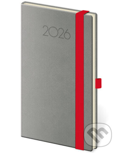 Levně Kapesní diář 2026 New Praga tmavě šedý s gumičkou
