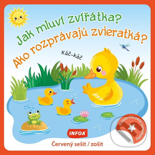 Levně Jak mluví zvířátka? / Ako rozprávajú zvieratká? (Kulaté samolepky - červený sešit / zošit) - kniha z kategorie Samolepky