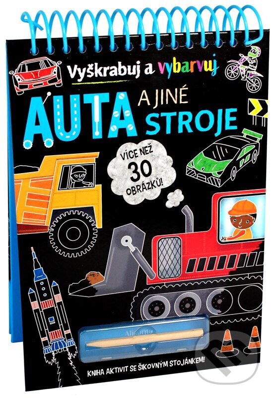 Levně Auta a jiné stroje: Vyškrabuj a vybarvuj (Kniha aktivit se šikovným stojánkem!) - kniha z kategorie Hravé úlohy