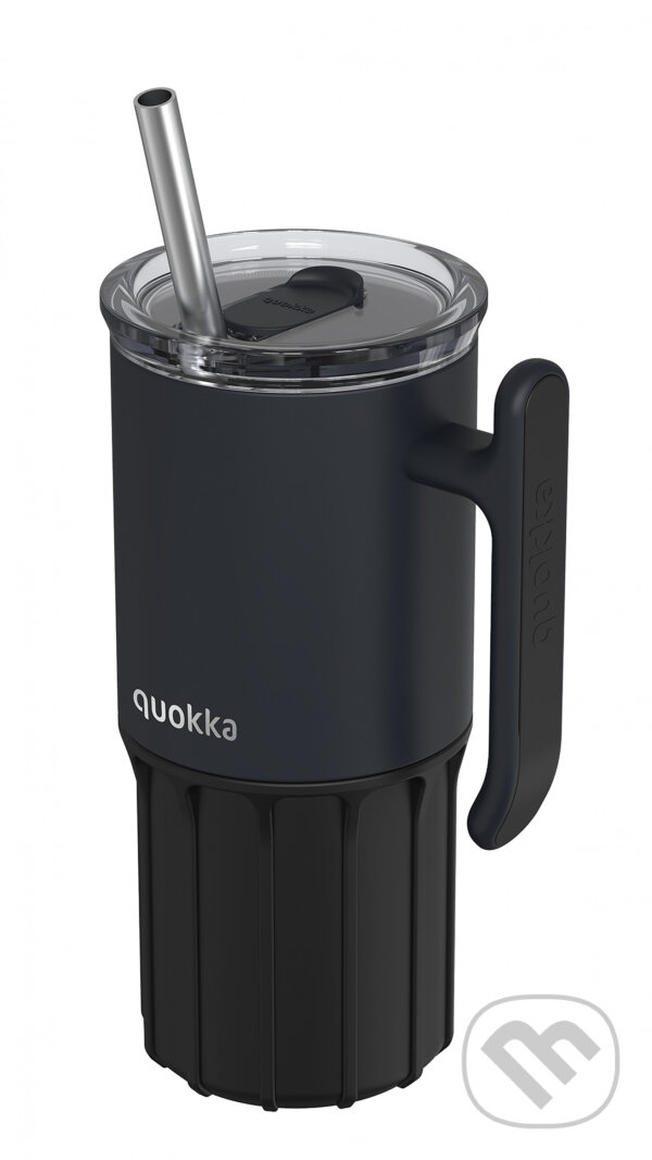 Levně Nerezový termohrnček so slamkou Umi Black 720 ml